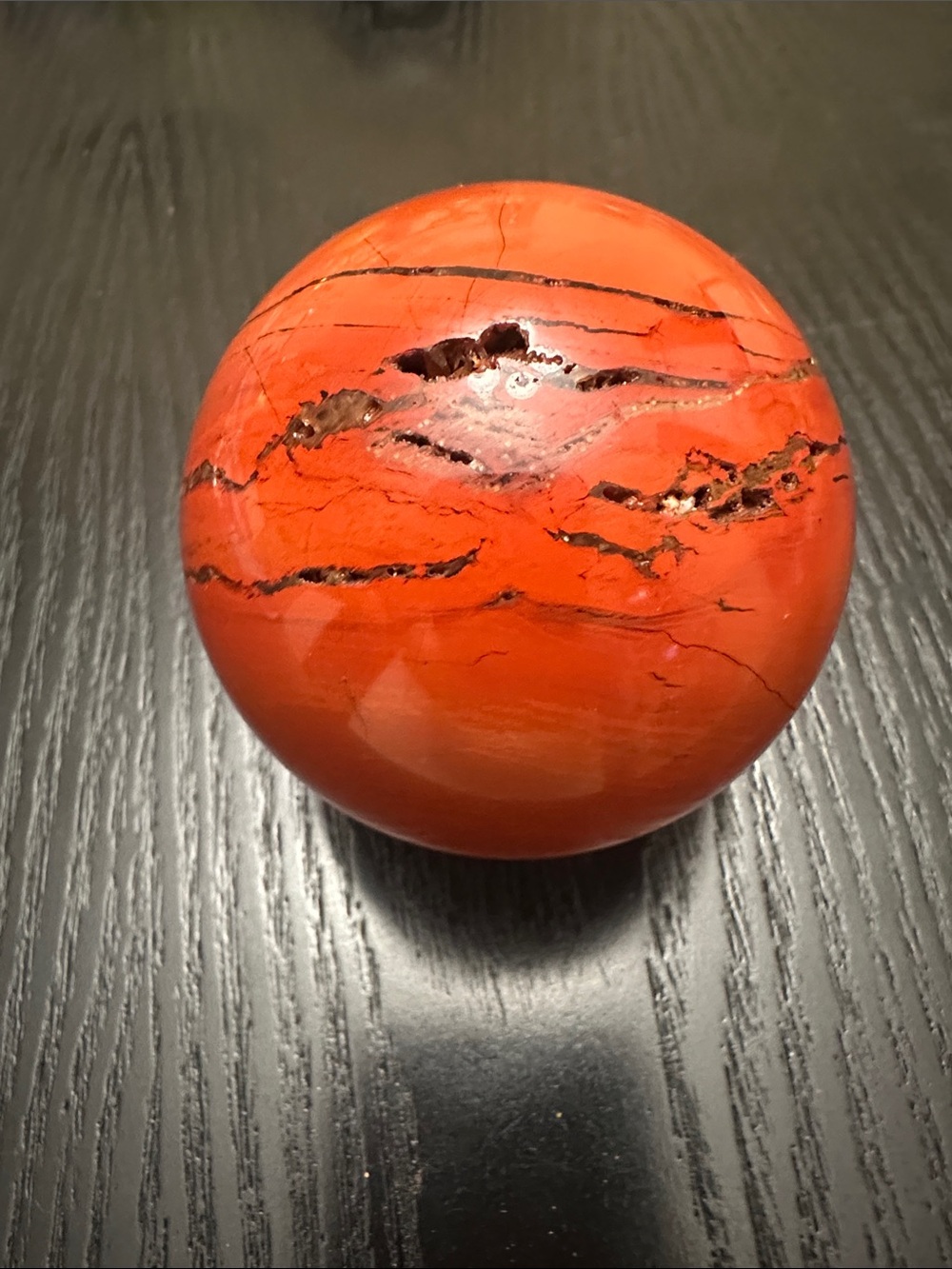 Red Decorative Marble Sphere - Red Jasper 2.5 inch diameter with slight druzy.